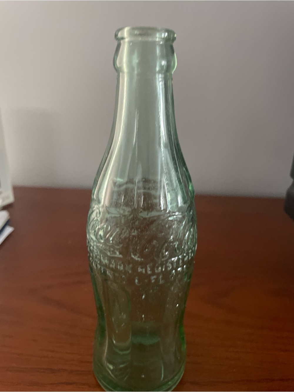 Coca Cola Embossed Glass Bottle - Green Tint Vintage Coca Cola Bottle New York